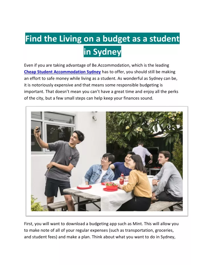 find the living on a budget as a student in sydney