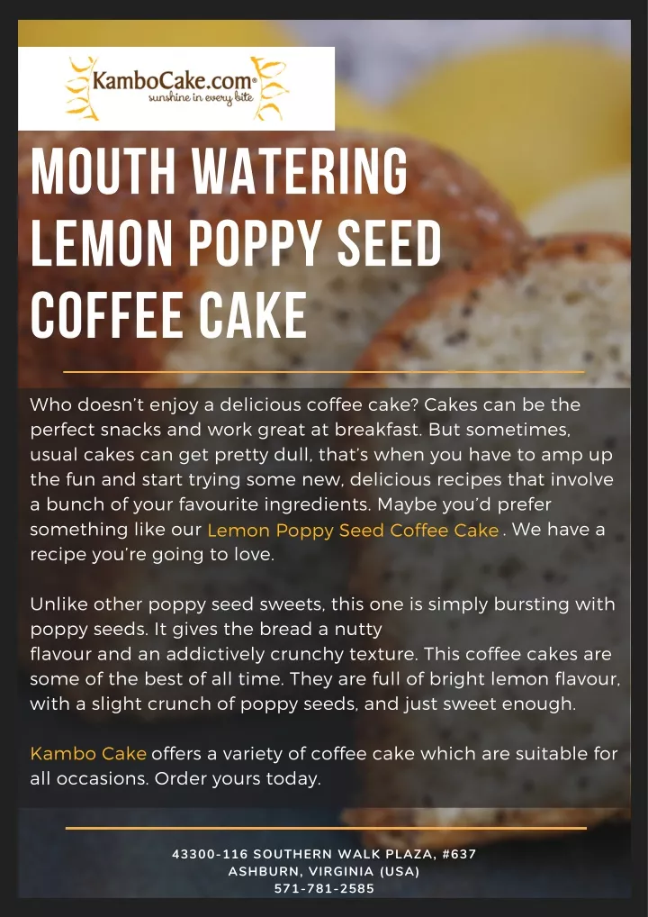 mouth watering lemon poppy seed coffee cake