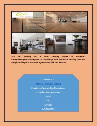 Professional Floor Sanding Australia | Pittwaterecofloorsanding.com.au