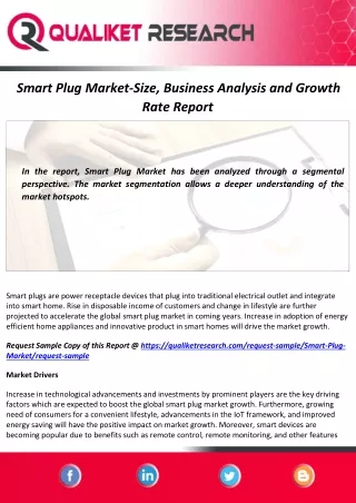 Smart Plug Market Size, Share and Growth Factors with COVID-19 Impact Analysis by 2027