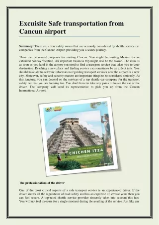 excuisite safe transportation from cancun airport