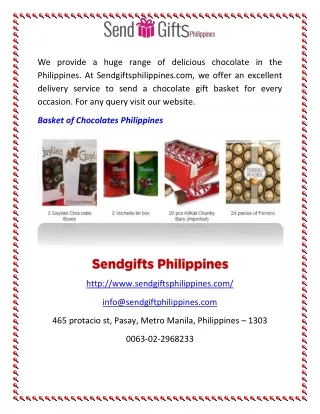 Basket of Chocolates Philippines | Sendgiftsphilippines.com