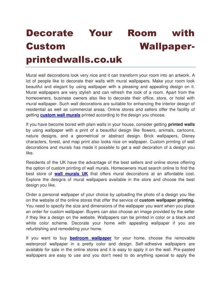 decorate custom printedwalls co uk
