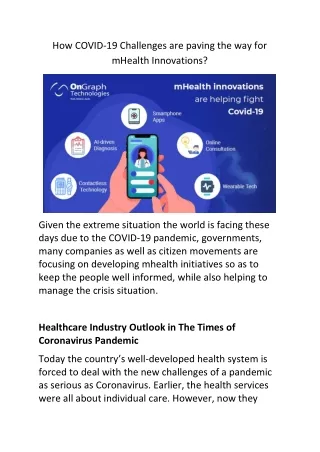 How mhealth solutions are helping to manage Coronavirus outbreak?