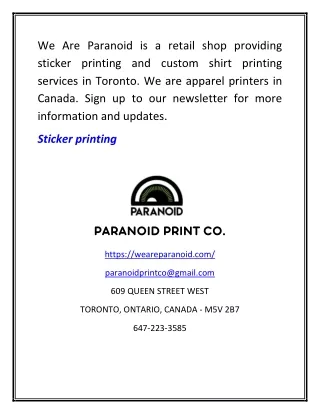 we are paranoid is a retail shop providing