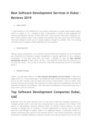 Best Software Development Services in Dubai – Reviews 2019
