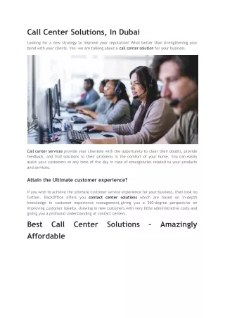 Call Center Solutions, In Dubai
