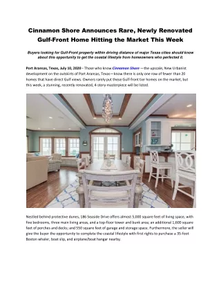 cinnamon shore announces rare newly renovated