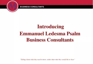 Emmanuel Ledesma Psalm - Introducing Emmanuel Ledesma Psalm Business Consultants