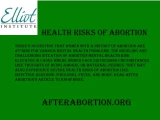 Afterabortion.org- Health Risks of Abortion