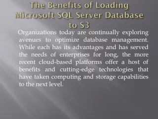the benefits of loading microsoft sql server database to s3
