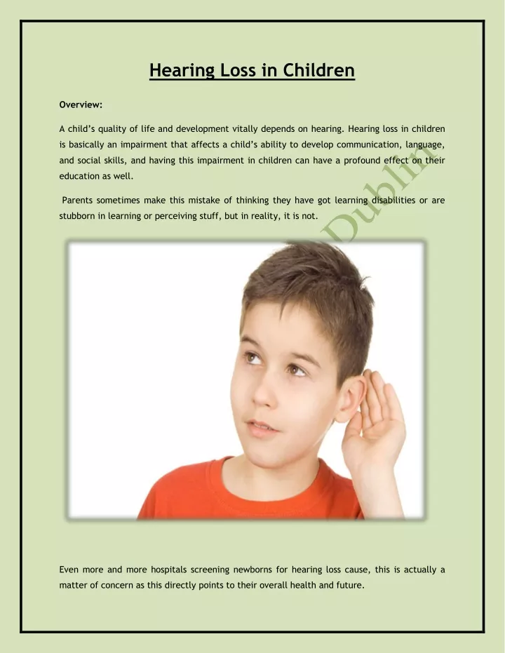 hearing loss in children