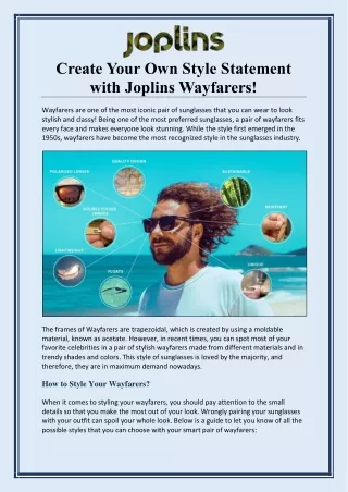 Create Your Own Style Statement with Joplins Wayfarers!