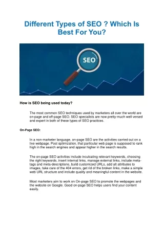 different types of seo which is best for you