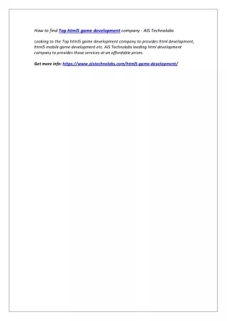 how to find top html5 game development company