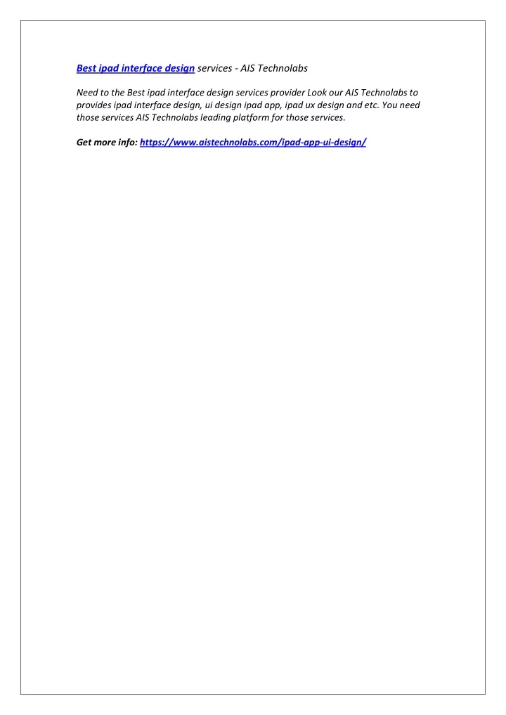 best ipad interface design services ais technolabs