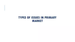 Types of Issues in Primary Market