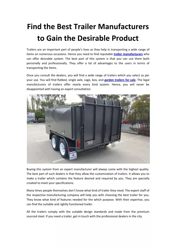find the best trailer manufacturers to gain