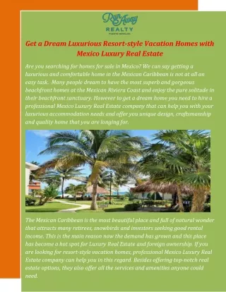 Get a Dream Luxurious Resort-style Vacation Homes with Mexico Luxury Real Estate