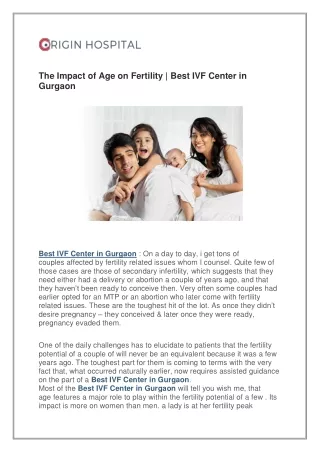 The Impact of Age on Fertility | Best IVF Center in Gurgaon