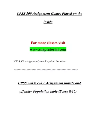 cpss 300 assignment games played on the