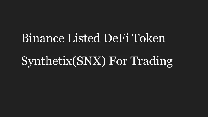 binance listed defi token