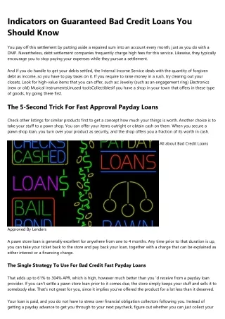 Unknown Facts About Guaranteed Bad Credit Loans