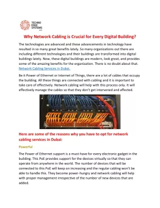 why network cabling is crucial for every digital