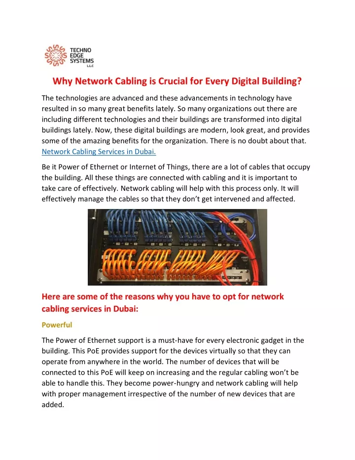why network cabling is crucial for every digital