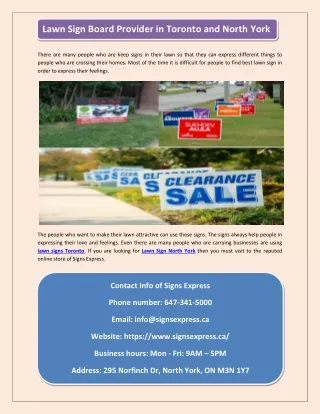 Lawn Sign Board Provider in Toronto and North York