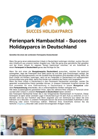 ferienpark hambachtal succes holidayparcs