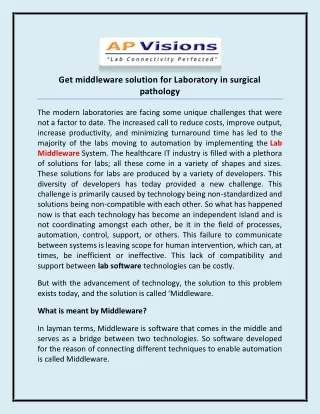 get middleware solution for laboratory