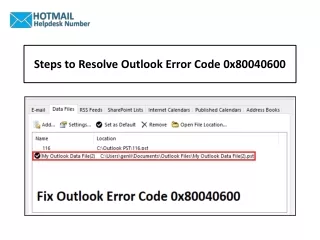 steps to resolve outlook error code 0x80040600