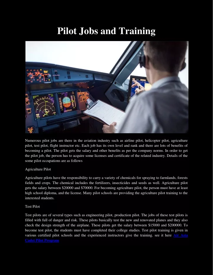 pilot jobs and training