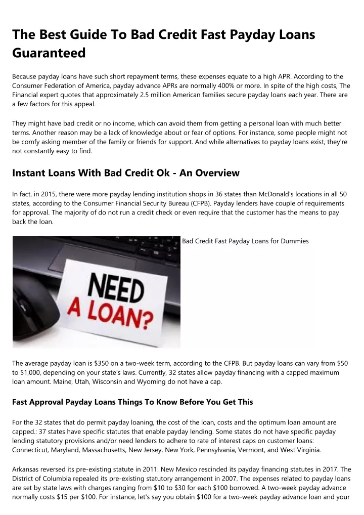 the best guide to bad credit fast payday loans