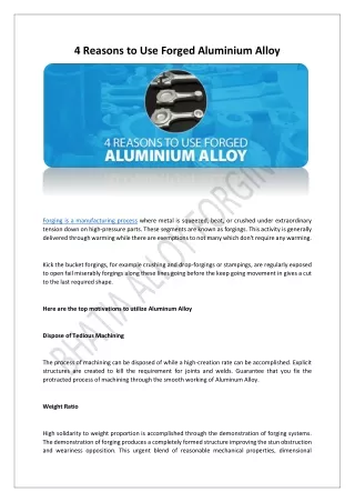 4 Reasons to Use Forged Aluminium Alloy
