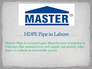 hdpe pipe in lahore