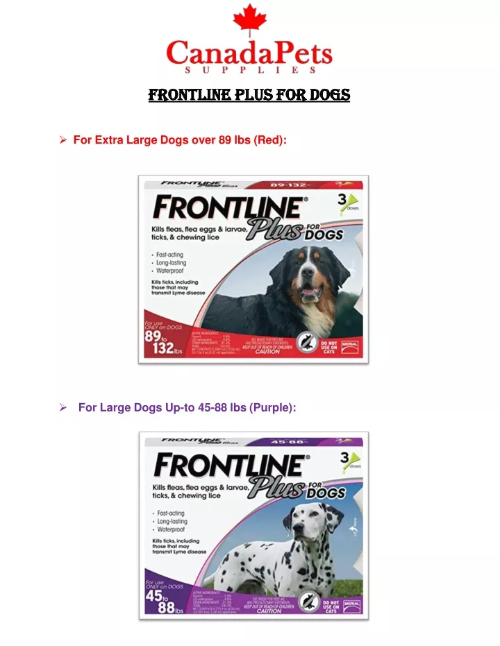 frontline plus for dogs for extra large dogs over