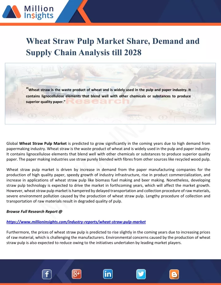 wheat straw pulp market share demand and supply
