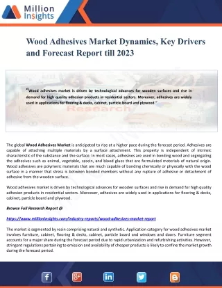 wood adhesives market dynamics key drivers
