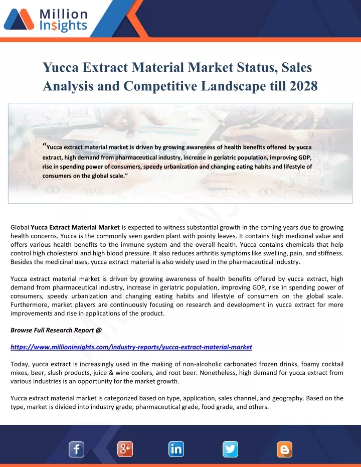 yucca extract material market status sales