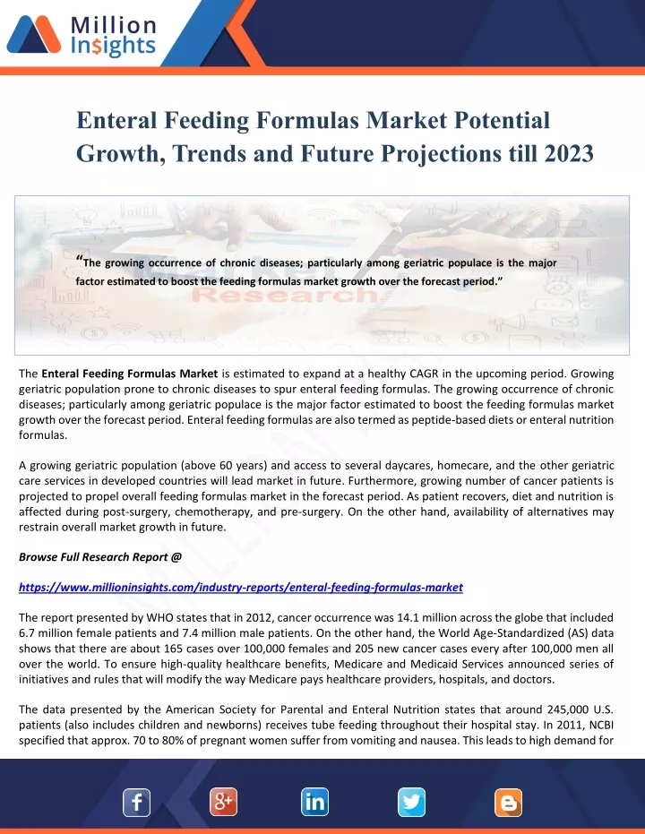 enteral feeding formulas market potential growth