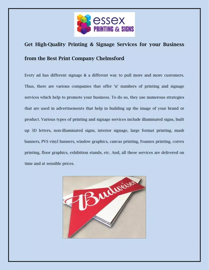 get high quality printing signage services