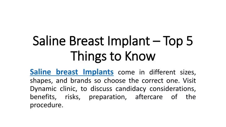 saline breast implant top 5 things to know