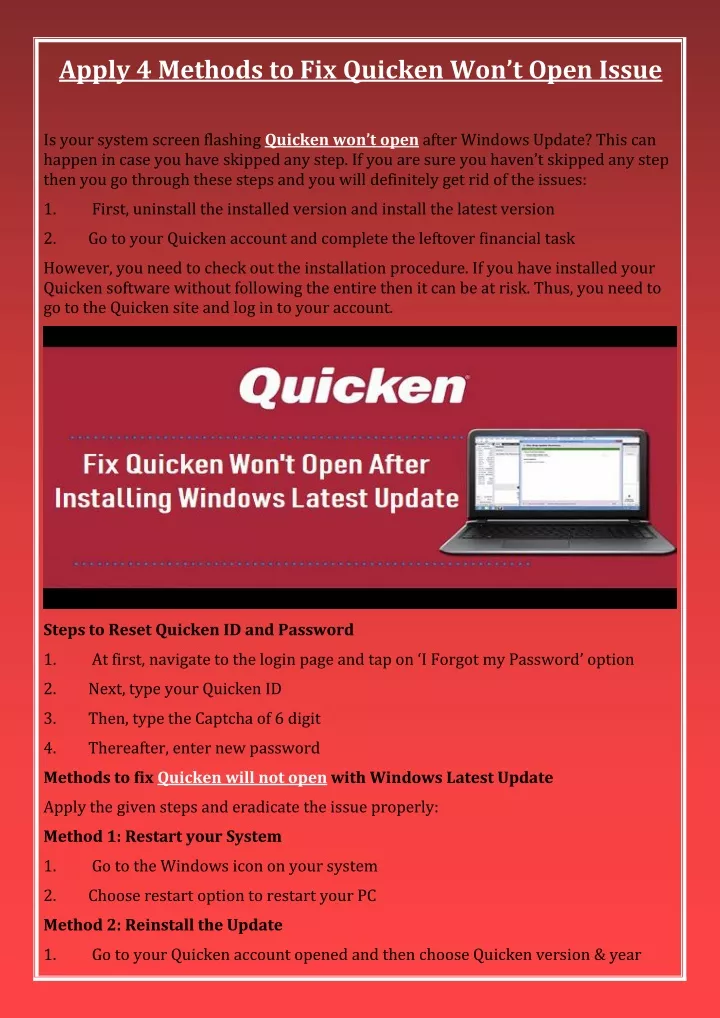 apply 4 methods to fix quicken won t open issue