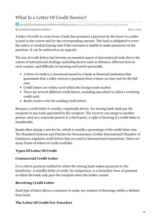 what is a letter of credit service