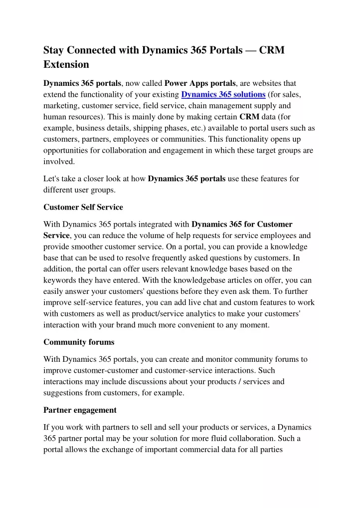 stay connected with dynamics 365 portals