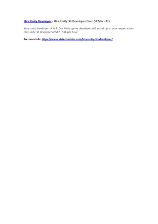 hire unity developer hire unity 3d developer from