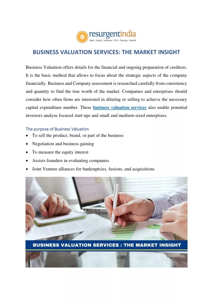 business valuation services the market insight