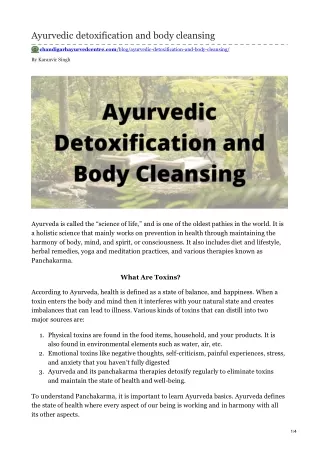Ayurvedic Detoxification And Body Cleansing
